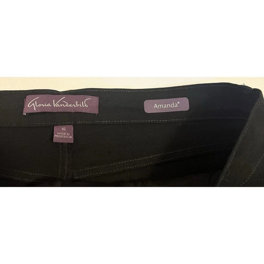 GLORIA VANDERBILT Amanda Black Slimming Stretch Denim Jeans 16 Average NWT - Picture 5 of 8